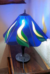blue stained glass lamp shade