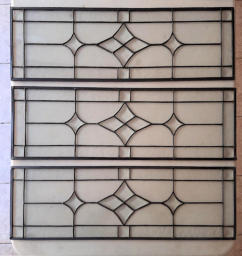 3 identical stained glass panels