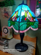 stained glass lamp shade with two birds