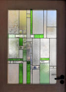 green and clear stained glass panel